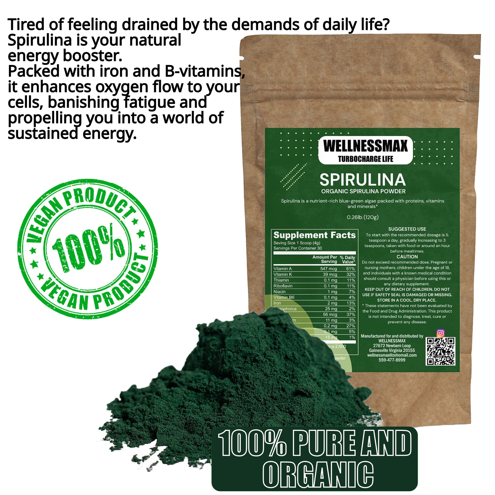 Energy Booster Supplement | Spirulina Powder