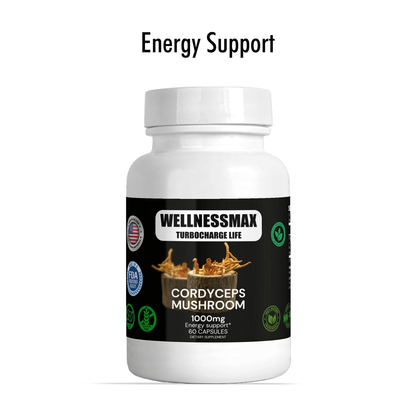 Cordyceps Mushroom Capsules 1000mg | Superfood Supplement