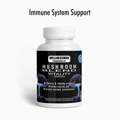 Mushroom Blend Vitality Capsules - Reishi, Lion's mane, Shiitake and Cordyceps Mushrooms.,