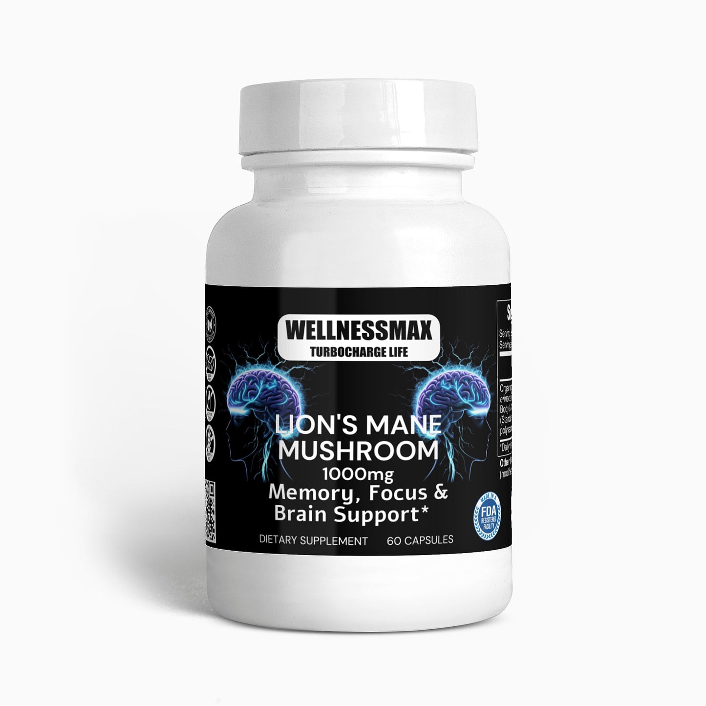 Memory, Concentration and Brain Support Supplement | Lion's Mane Mushroom.