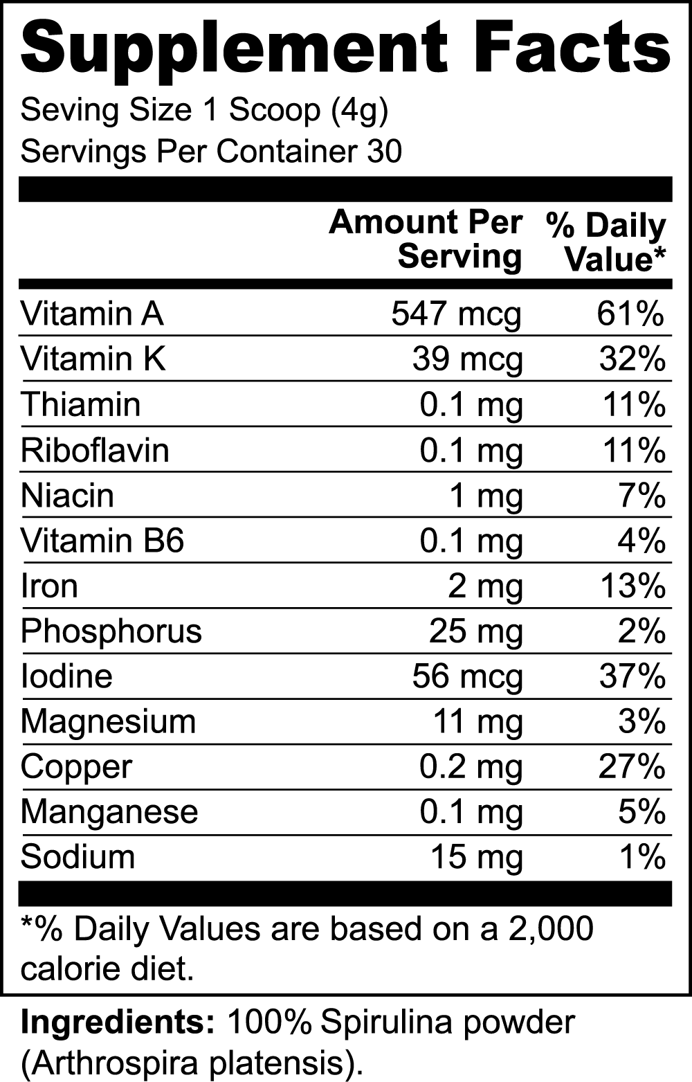 Spirulina Powder Nutrition Facts